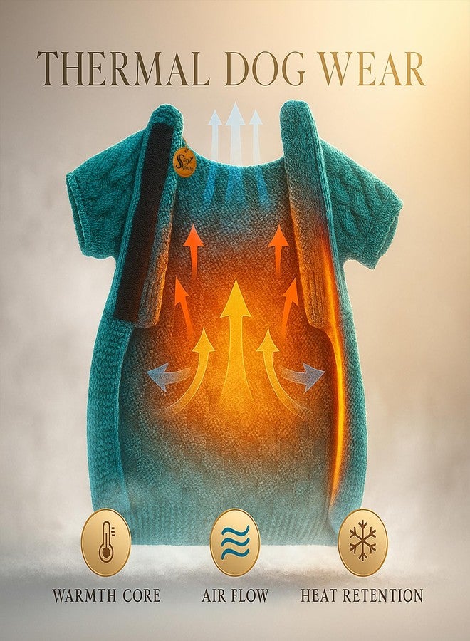 Sage Square Hand Knitted Woolen Dog Sweater for Shih Tzu | Cozy Winter Wear | Soft Stretchable Thermal | Cold Weather Handmade Pet Clothing | Comfortable & Stylish Dog Outfit | Knit Jumper | Green - Image 5